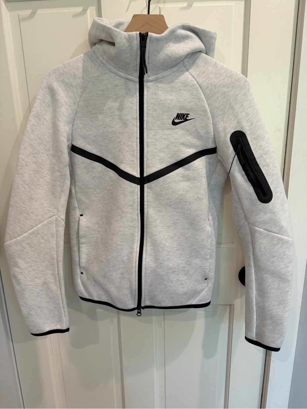 Nike Light Gray and Black Full-Zip Hooded Sweatshirt
